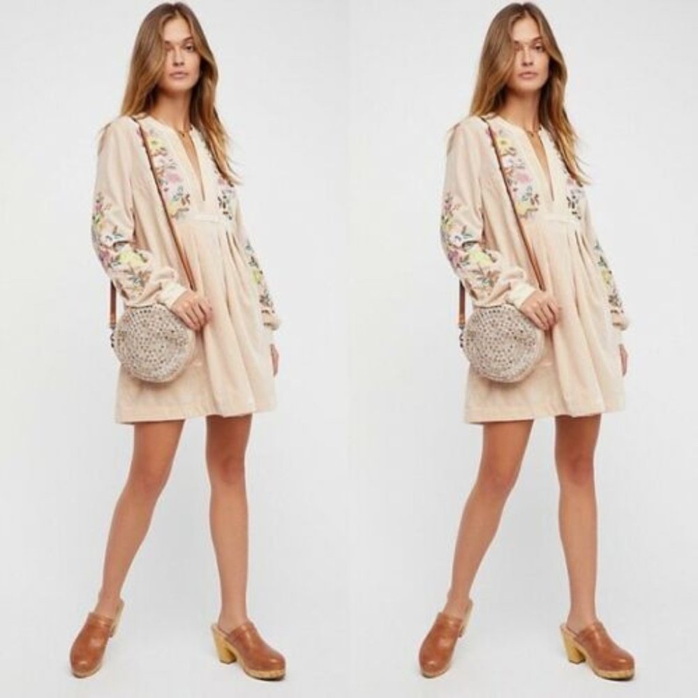 Free People Mia Velvet Dress Floral HW9748 - Picture 1 of 11